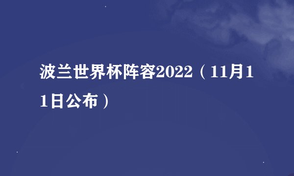 波兰世界杯阵容2022（11月11日公布）