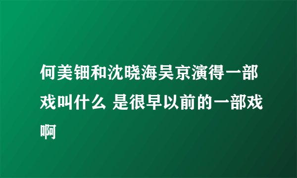何美钿和沈晓海吴京演得一部戏叫什么 是很早以前的一部戏啊