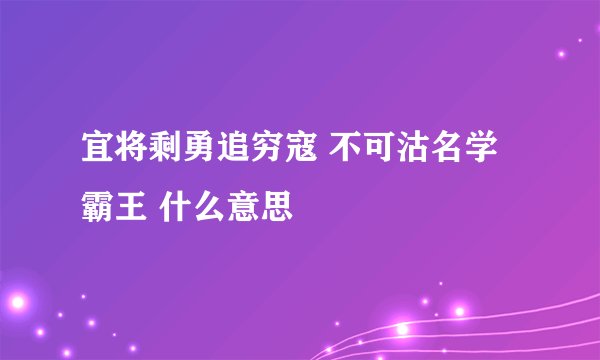 宜将剩勇追穷寇 不可沽名学霸王 什么意思