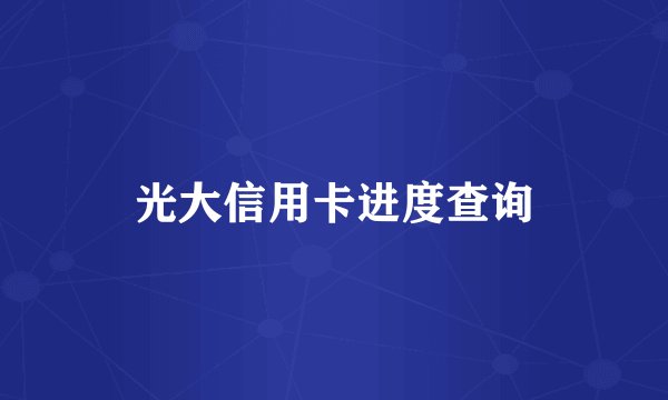 光大信用卡进度查询