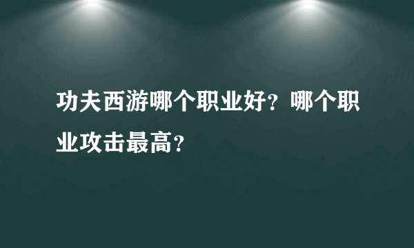 功夫西游哪个职业好？哪个职业攻击最高？