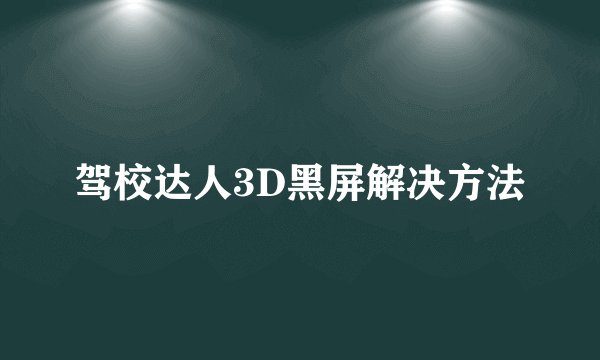 驾校达人3D黑屏解决方法