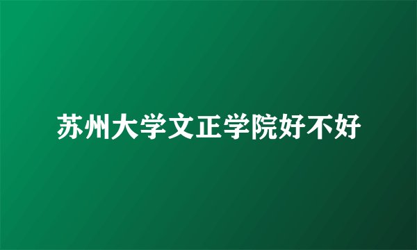 苏州大学文正学院好不好