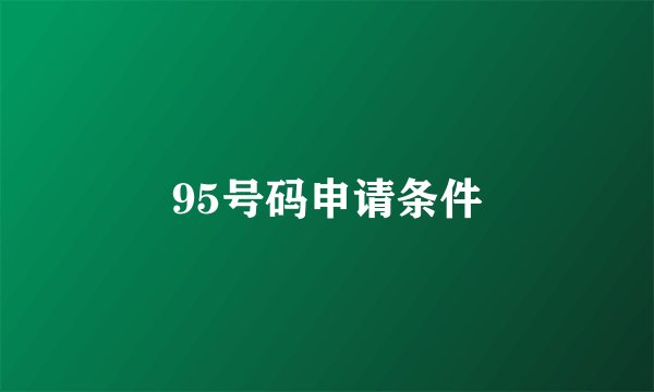 95号码申请条件