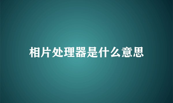 相片处理器是什么意思