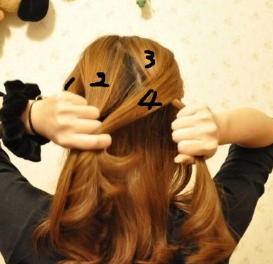 四股麻花辫编法！因为笨笨的！最好用1234注一下！谢谢了！