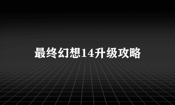最终幻想14升级攻略
