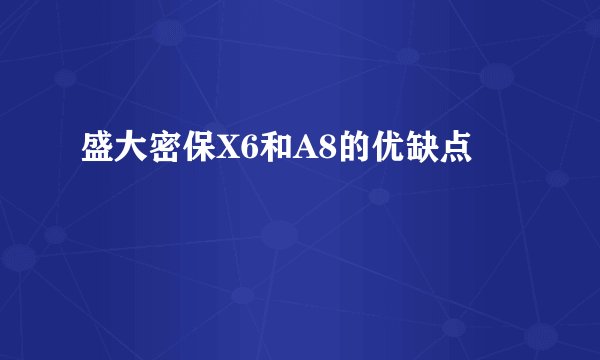 盛大密保X6和A8的优缺点