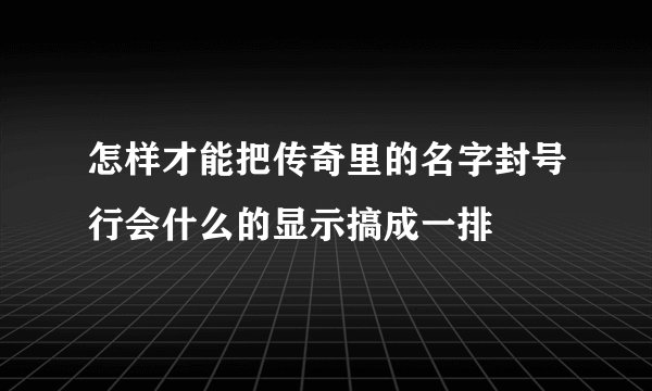 怎样才能把传奇里的名字封号行会什么的显示搞成一排