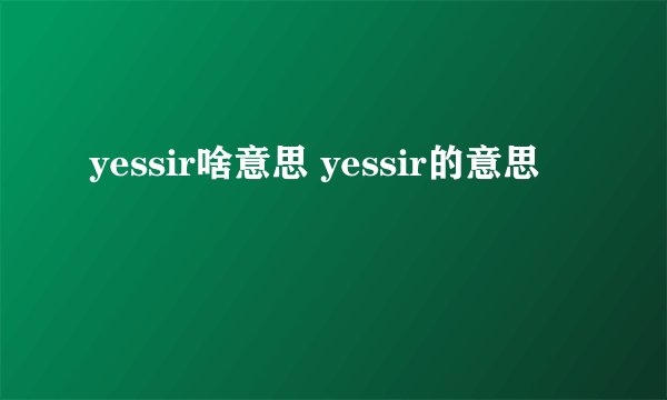 yessir啥意思 yessir的意思