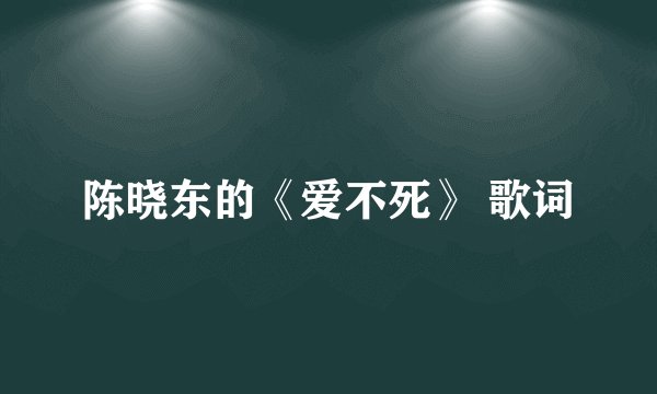 陈晓东的《爱不死》 歌词