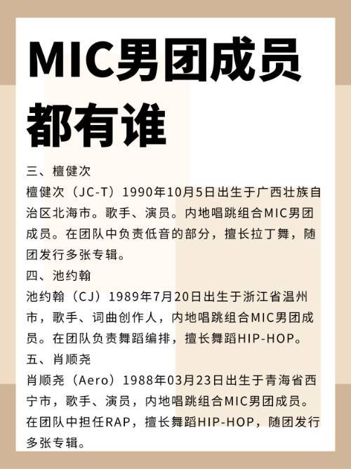 MIC男团成员都有谁