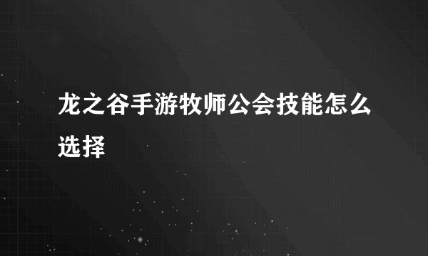 龙之谷手游牧师公会技能怎么选择
