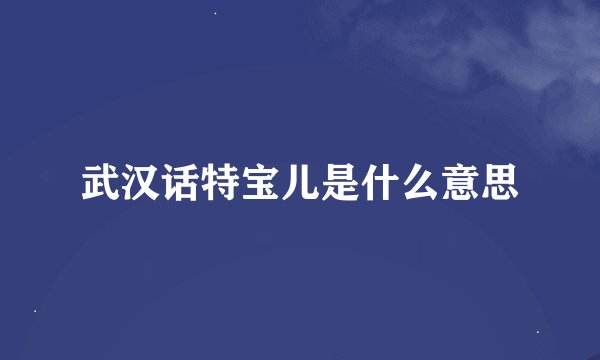 武汉话特宝儿是什么意思