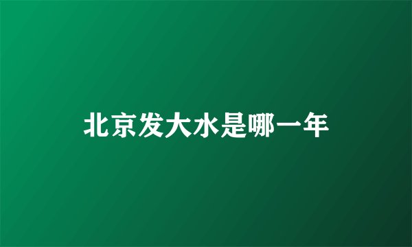 北京发大水是哪一年