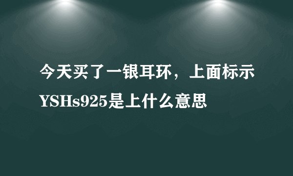 今天买了一银耳环，上面标示YSHs925是上什么意思