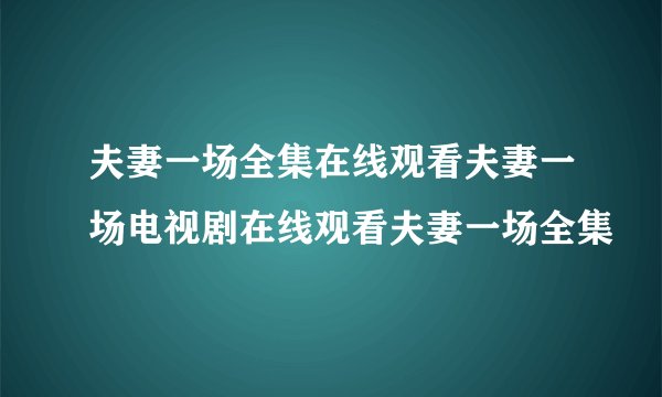 夫妻一场全集在线观看夫妻一场电视剧在线观看夫妻一场全集