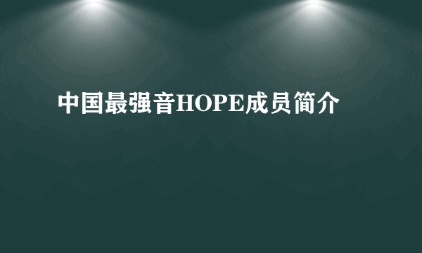 中国最强音HOPE成员简介