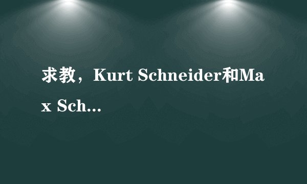 求教，Kurt Schneider和Max Schneider是什么关系？兄弟吗