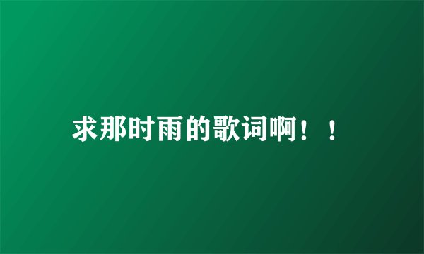 求那时雨的歌词啊！！