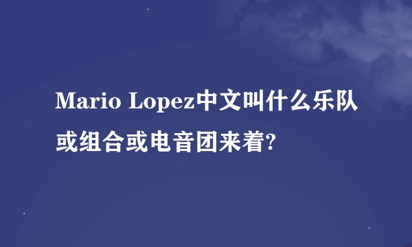 Mario Lopez中文叫什么乐队或组合或电音团来着?