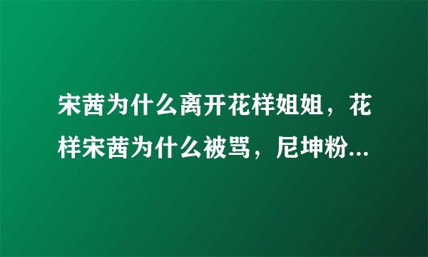 宋茜为什么离开花样姐姐，花样宋茜为什么被骂，尼坤粉丝为什么骂宋