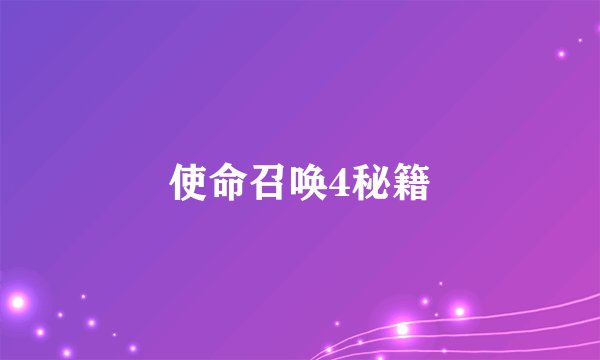 使命召唤4秘籍