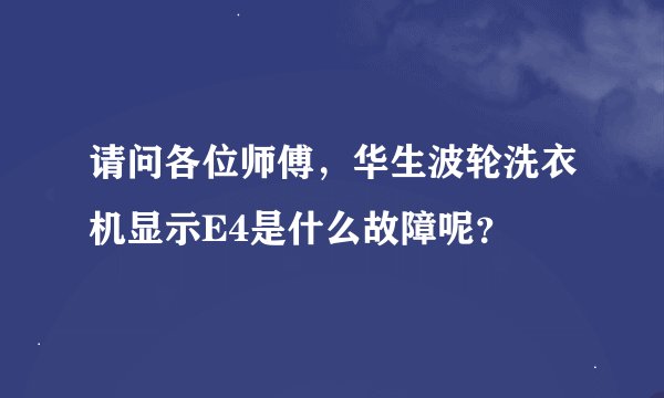 请问各位师傅，华生波轮洗衣机显示E4是什么故障呢？