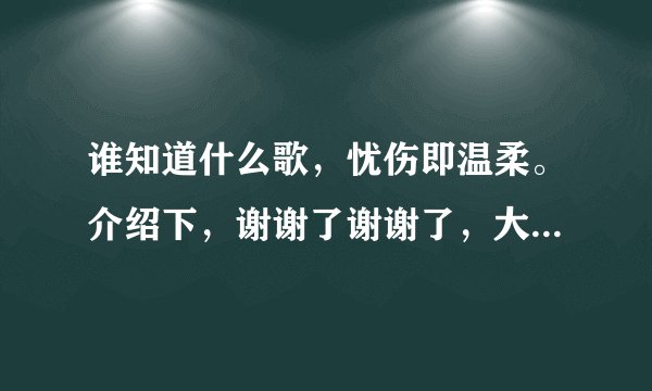 谁知道什么歌，忧伤即温柔。介绍下，谢谢了谢谢了，大神帮忙啊
