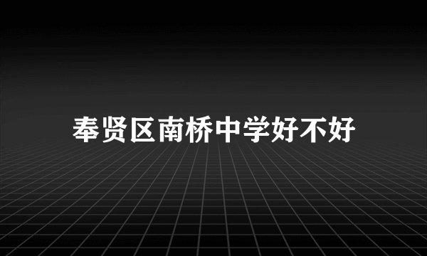 奉贤区南桥中学好不好