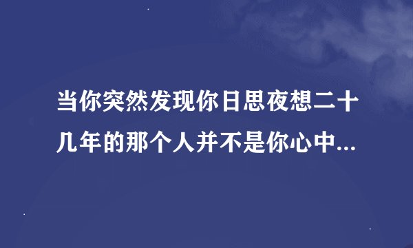 当你突然发现你日思夜想二十几年的那个人并不是你心中想要的那个人怎么办。忘也忘不掉放也放不下该怎处理