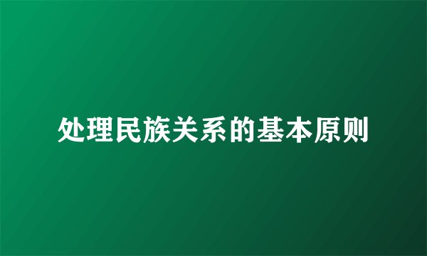 处理民族关系的基本原则