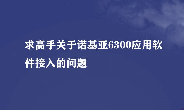 求高手关于诺基亚6300应用软件接入的问题