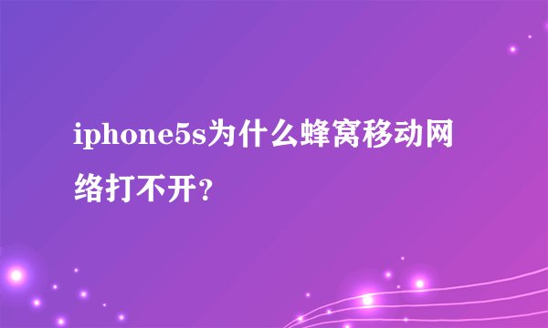 iphone5s为什么蜂窝移动网络打不开？