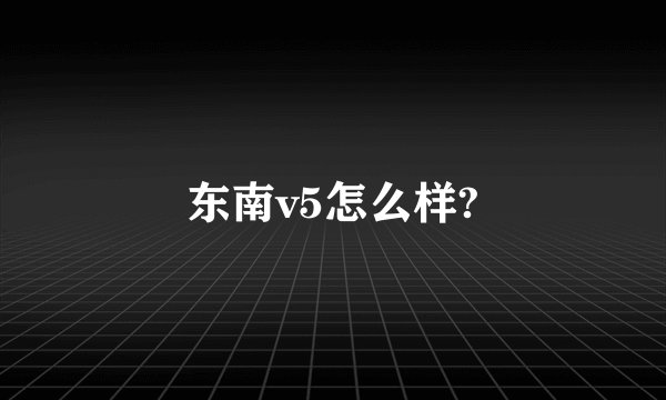 东南v5怎么样?