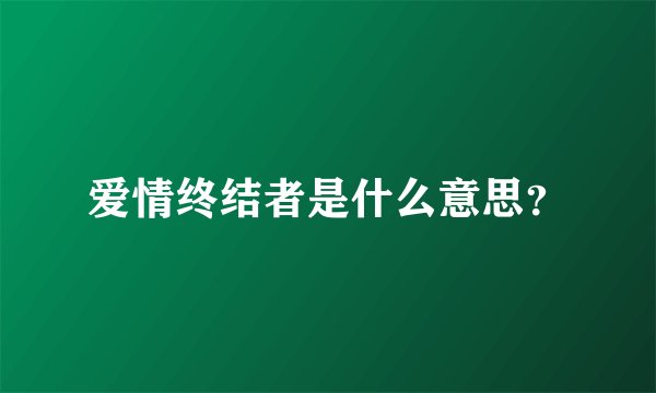爱情终结者是什么意思？
