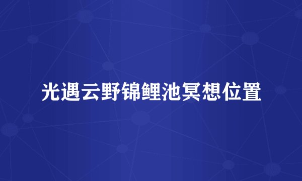 光遇云野锦鲤池冥想位置
