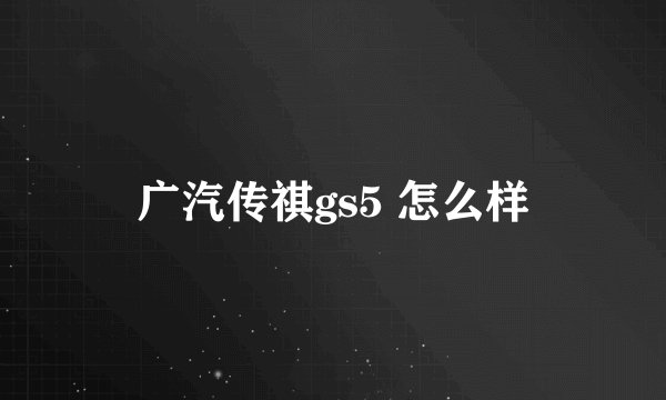 广汽传祺gs5 怎么样