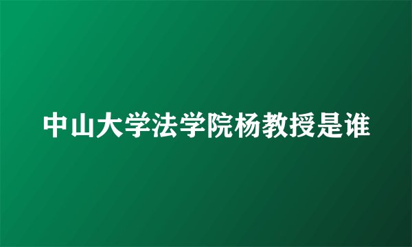 中山大学法学院杨教授是谁