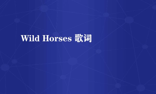 Wild Horses 歌词
