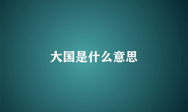 大国是什么意思