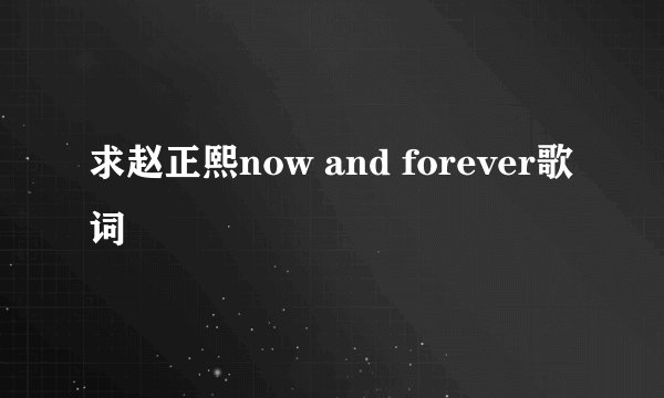 求赵正熙now and forever歌词