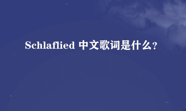 Schlaflied 中文歌词是什么？