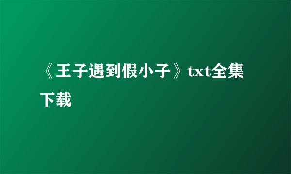 《王子遇到假小子》txt全集下载