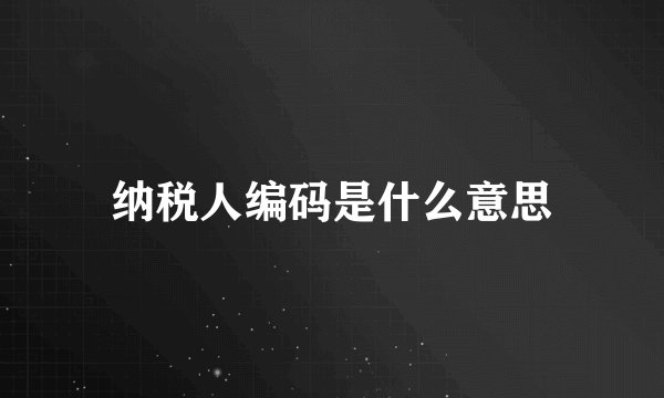 纳税人编码是什么意思