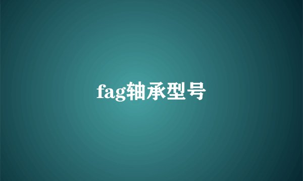 fag轴承型号