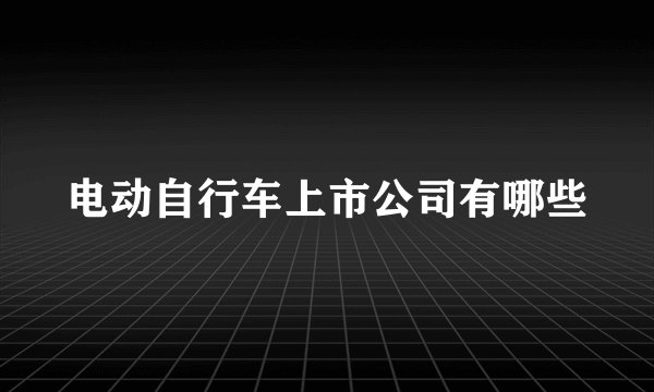 电动自行车上市公司有哪些