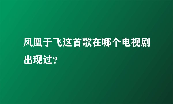 凤凰于飞这首歌在哪个电视剧出现过？