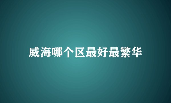 威海哪个区最好最繁华
