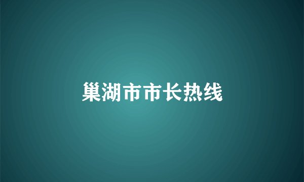 巢湖市市长热线